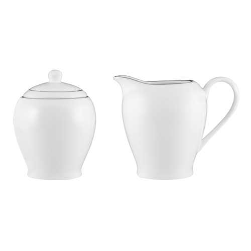 2 Piece White Porcelain Sugar & Creamer Set