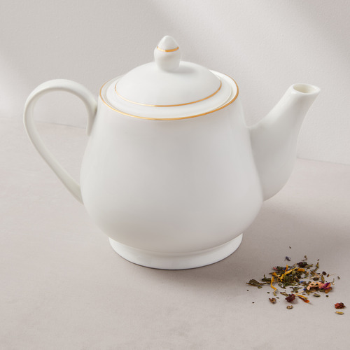 White 1L Porcelain Teapot