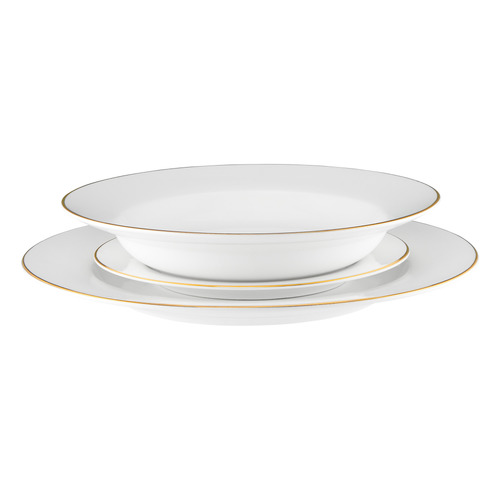 12 Piece White Rim Dinner Set