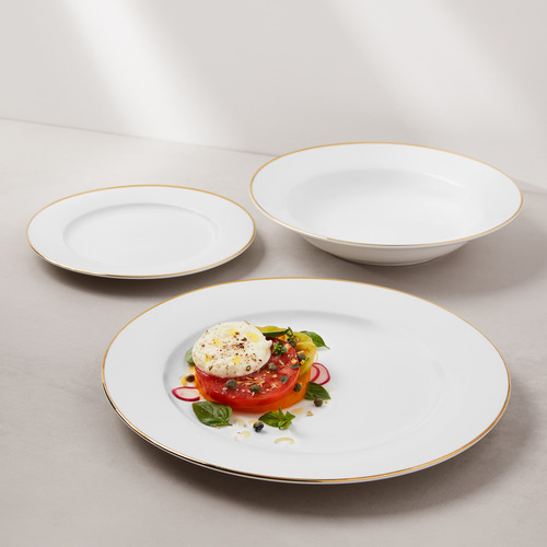 12 Piece White Rim Dinner Set