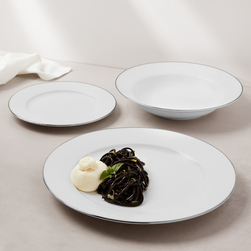 12 Piece White Rim Dinner Set