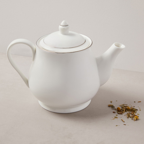 White 1L Porcelain Teapot