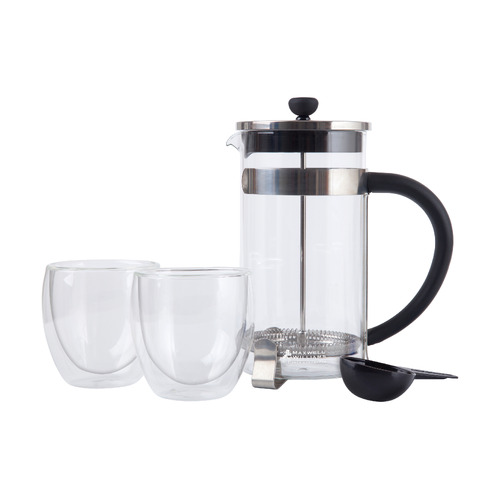 3 Piece Blend 1L Glass Plunger & 250ml Cup Set