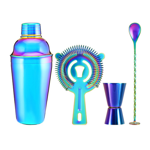 4 Piece Cocktail & Co Prism Cocktail Rainbow Shaker Set