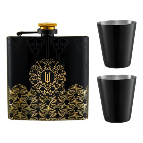 4 Piece Wizard's Palace Wicked Hip Flask & Shot Glass Set