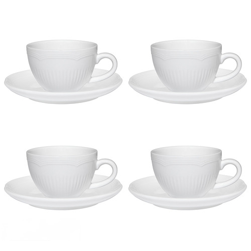 8 Piece Rococo Porcelain Demi Cup & Saucer Set