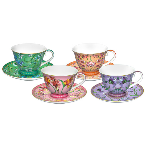 8 Piece Mystique 230ml Porcelain Tall Cup & Saucer Set