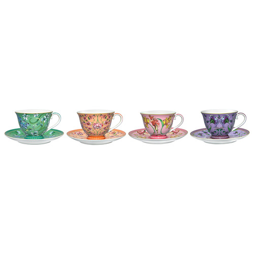 8 Piece Mystique 230ml Porcelain Tall Cup & Saucer Set