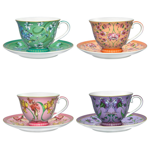 8 Piece Mystique 230ml Porcelain Tall Cup & Saucer Set