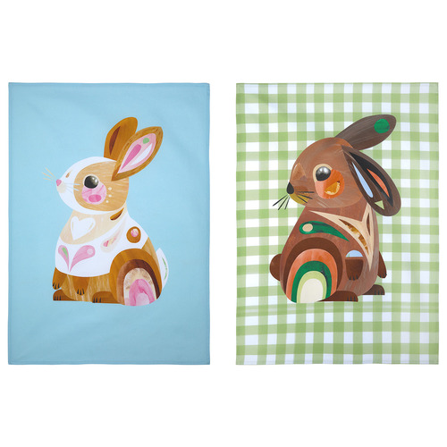 2 Piece Bunny Barn Friends Cotton Tea Towel Set