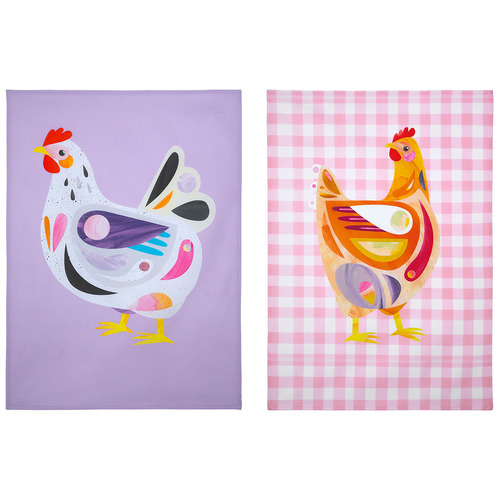 2 Piece Chook Barn Friends Cotton Tea Towel Set