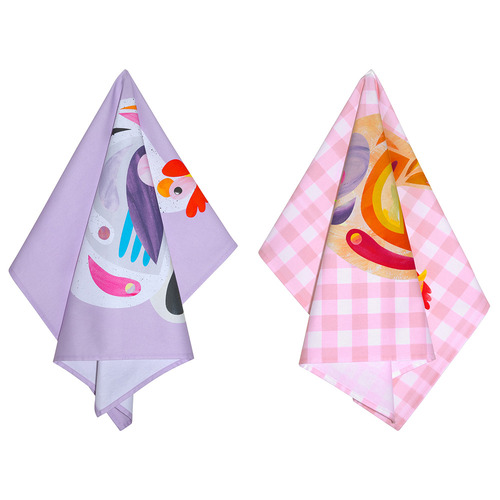 2 Piece Chook Barn Friends Cotton Tea Towel Set