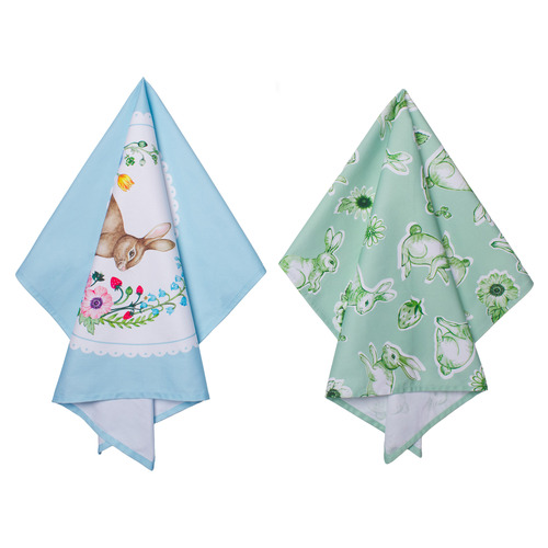 2 Piece Clover & Cottontail Tea Towel Set