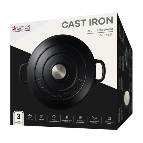Black Cast Iron Round Casserole