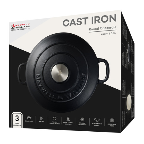 Black Cast Iron Round Casserole