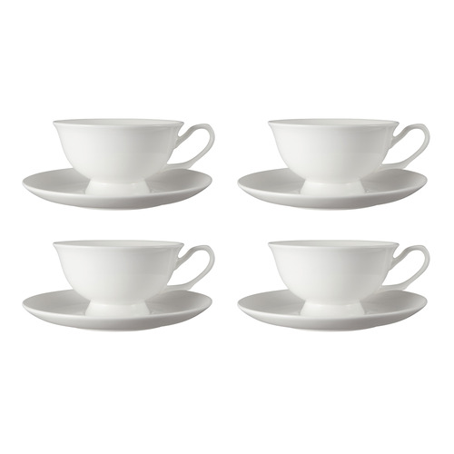 Cashmere Footed 200ml Porcelain Cups & Saucers