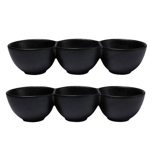 Black Caviar Divided Serving Bowls