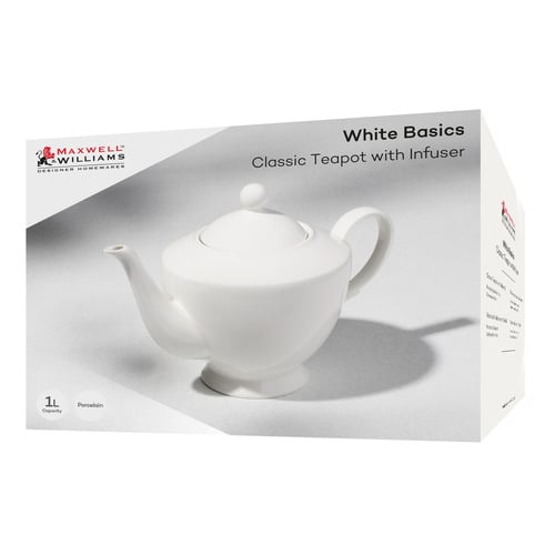 White Basics 1L Porcelain Teapot With Infuser