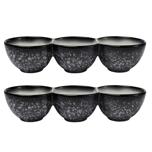 Granite Caviar Divided Porcelain Serving Bowls