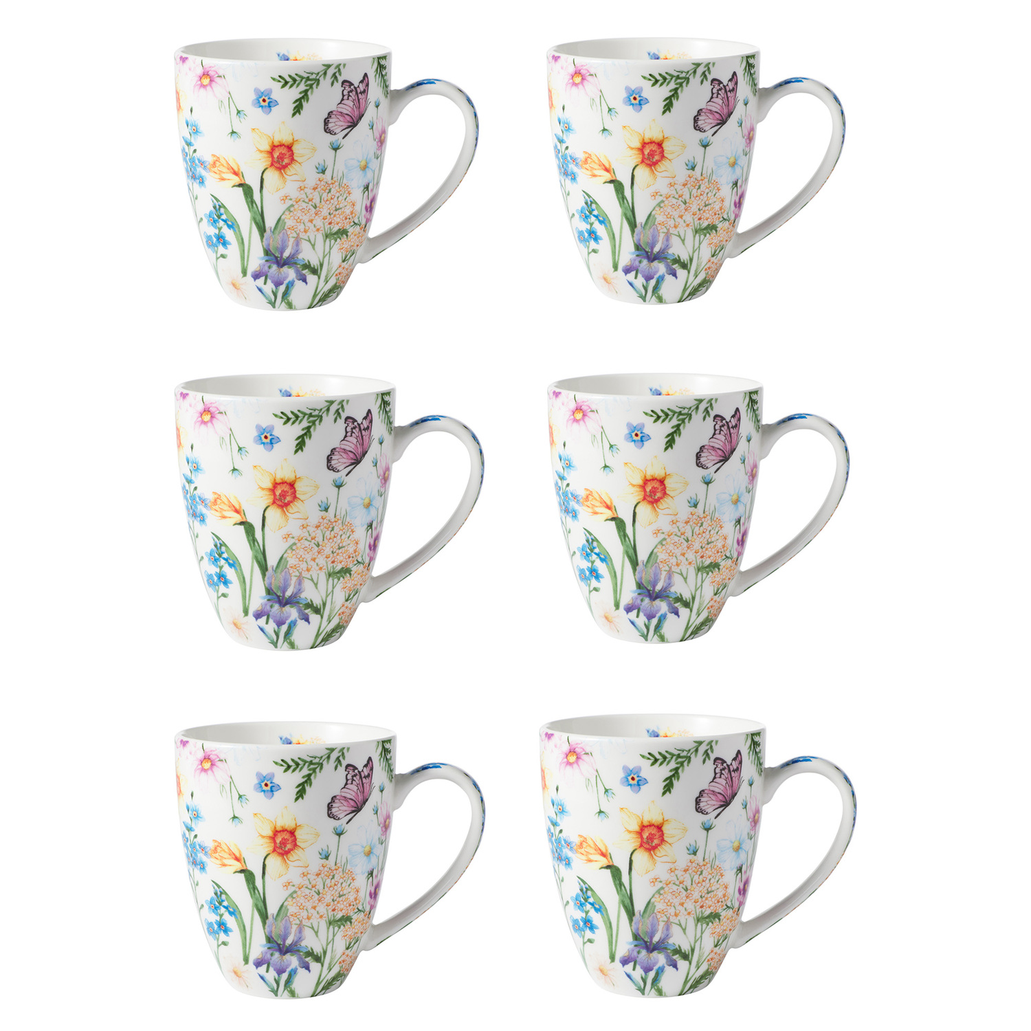 Fluttering Meadow 390ml Porcelain Coupe Mugs