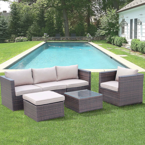 5 Seater Benito Outdoor Sectional Lounge Set | Temple & Webster