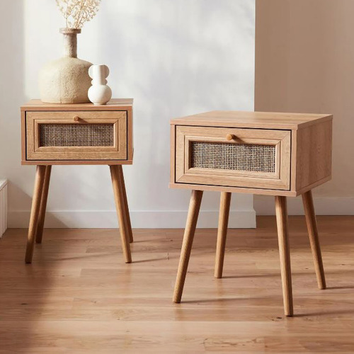 Lily's Patio Rumen Rattan Cane Bedside Tables Temple & ster