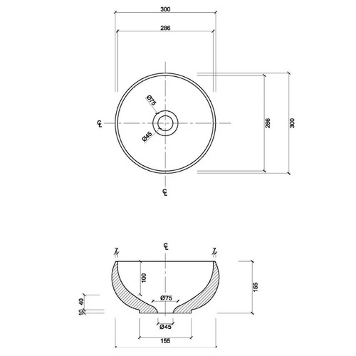 Seymour 300mm Round Ceramic Above Counter Basin