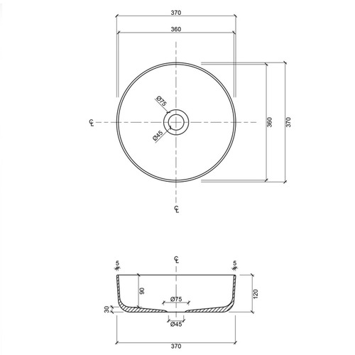Piper 370mm Round Ceramic Basin