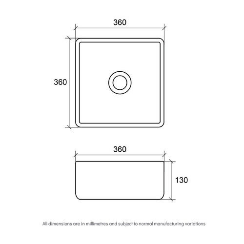 Essence 360mm Square Ceramic Above Counter Basin
