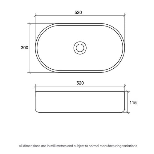 Essence 520mm Oval Ceramic Above Counter Basin