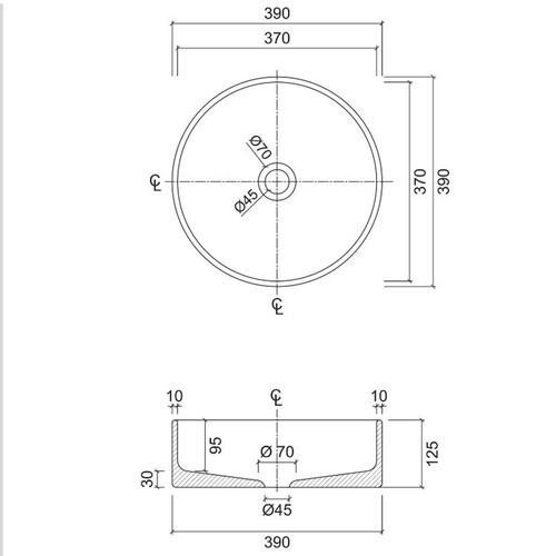 Concrete 390mm Round Above Counter Basin