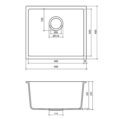 Grange 450mm Single Granite Kitchen Sink