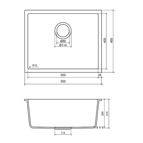 Grange 550mm Single Granite Kitchen Sink