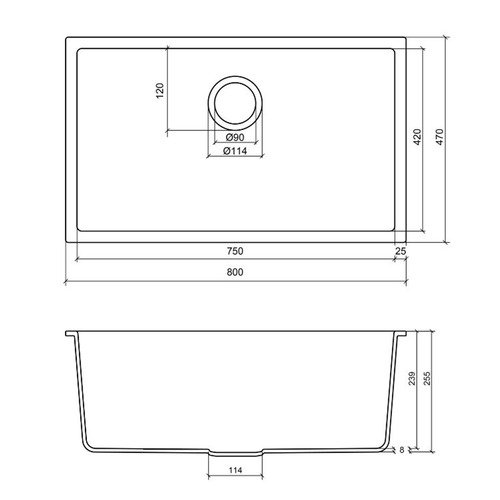Grange 800mm Single Granite Kitchen Sink