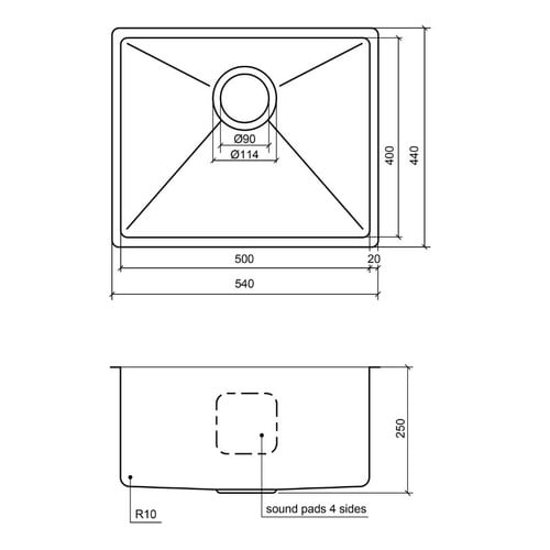 Henley 540mm Single Stainless Steel Kitchen Sink