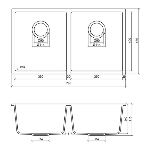 Grange 780mm Double Granite Kitchen Sink Package