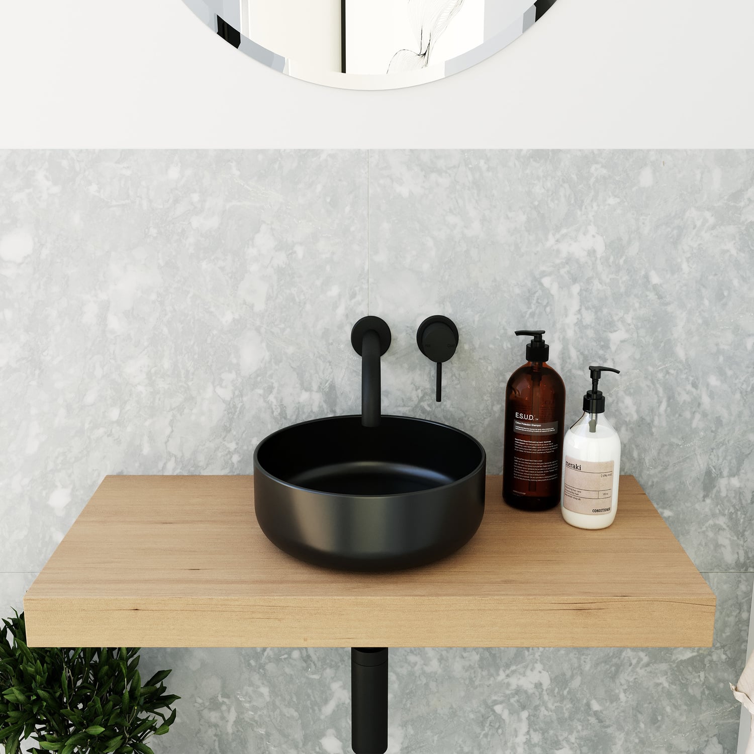 Concrete Smooth 390mm Round Above Counter Basin