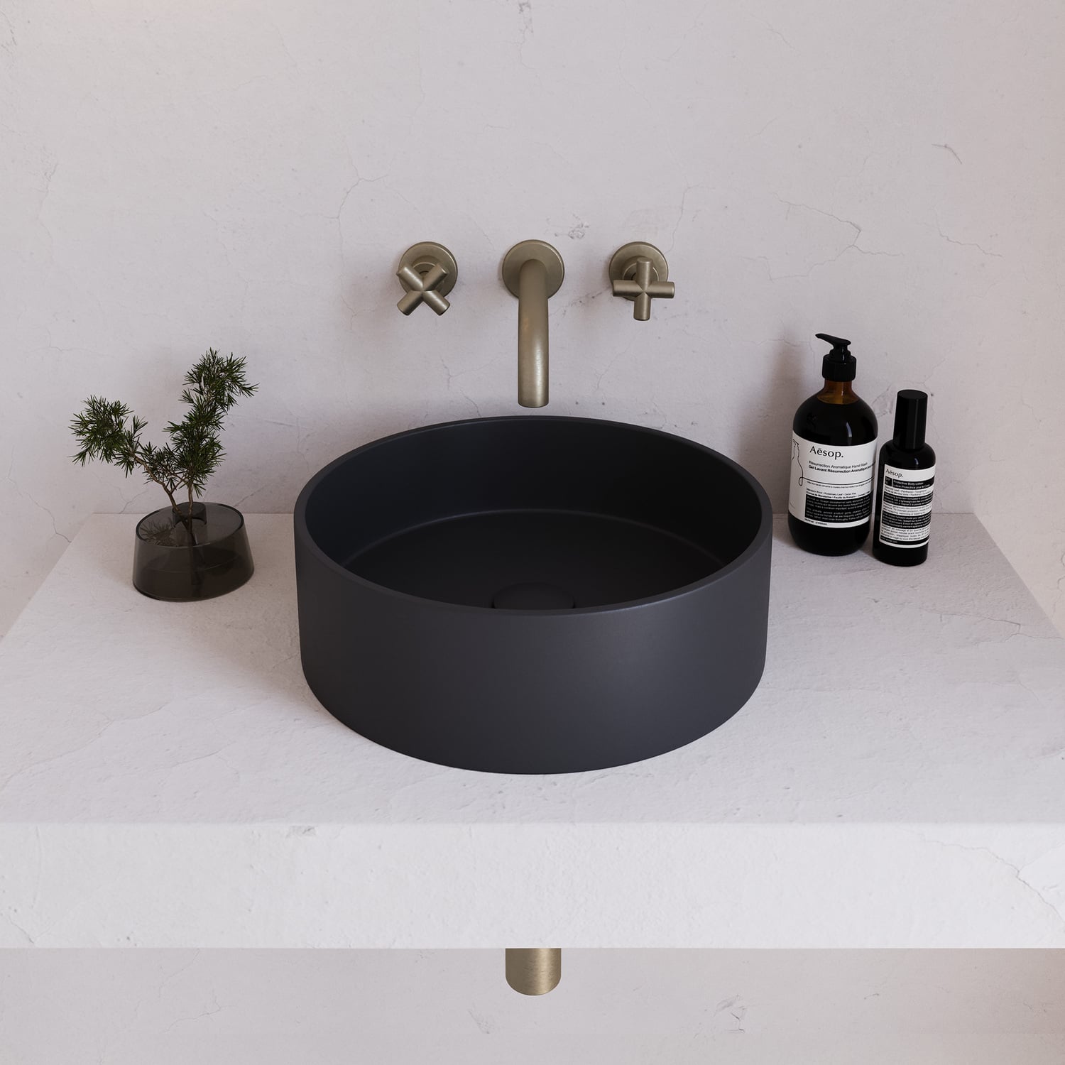 Concrete Smooth 390mm Round Above Counter Basin