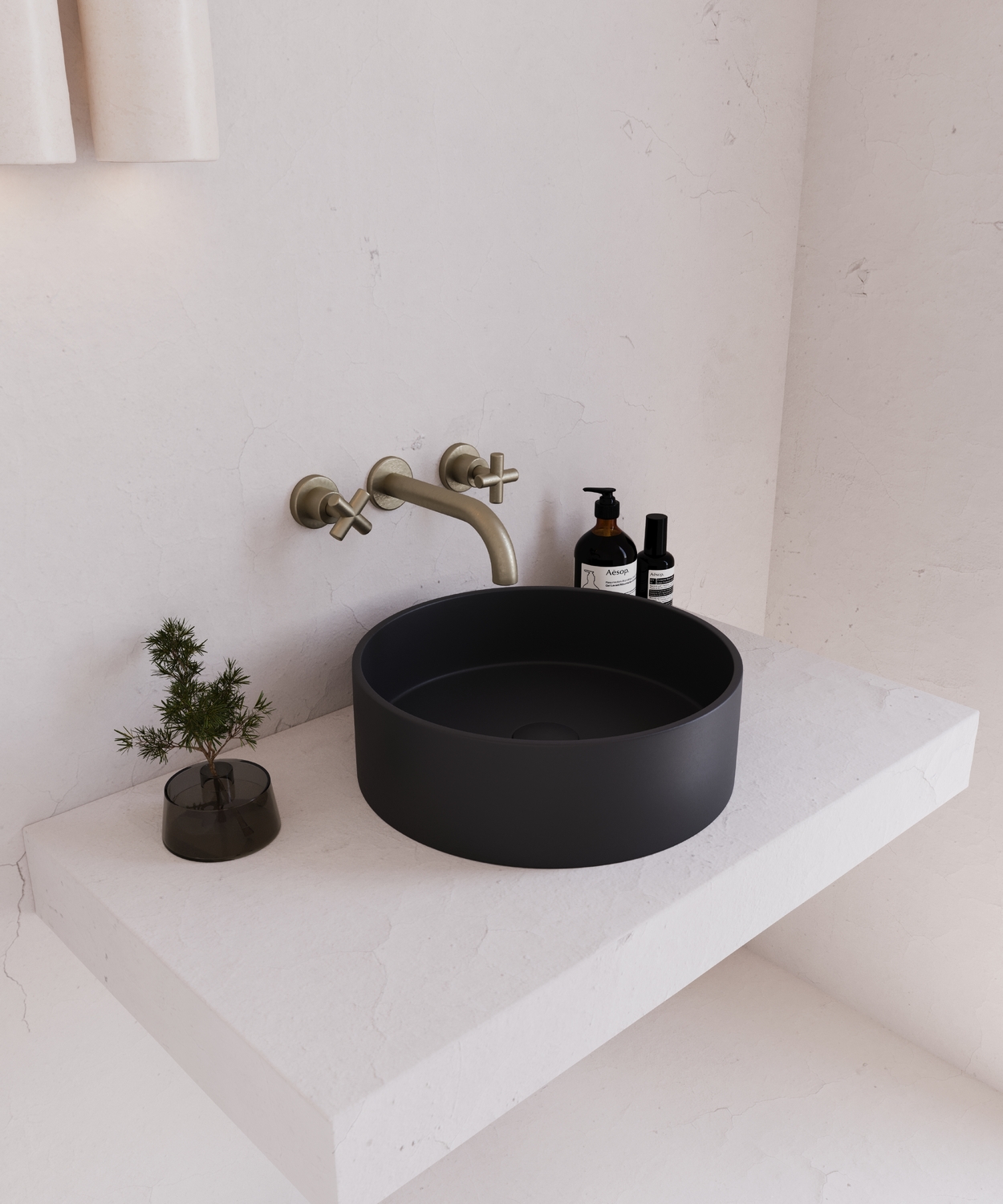 Concrete Smooth 390mm Round Above Counter Basin