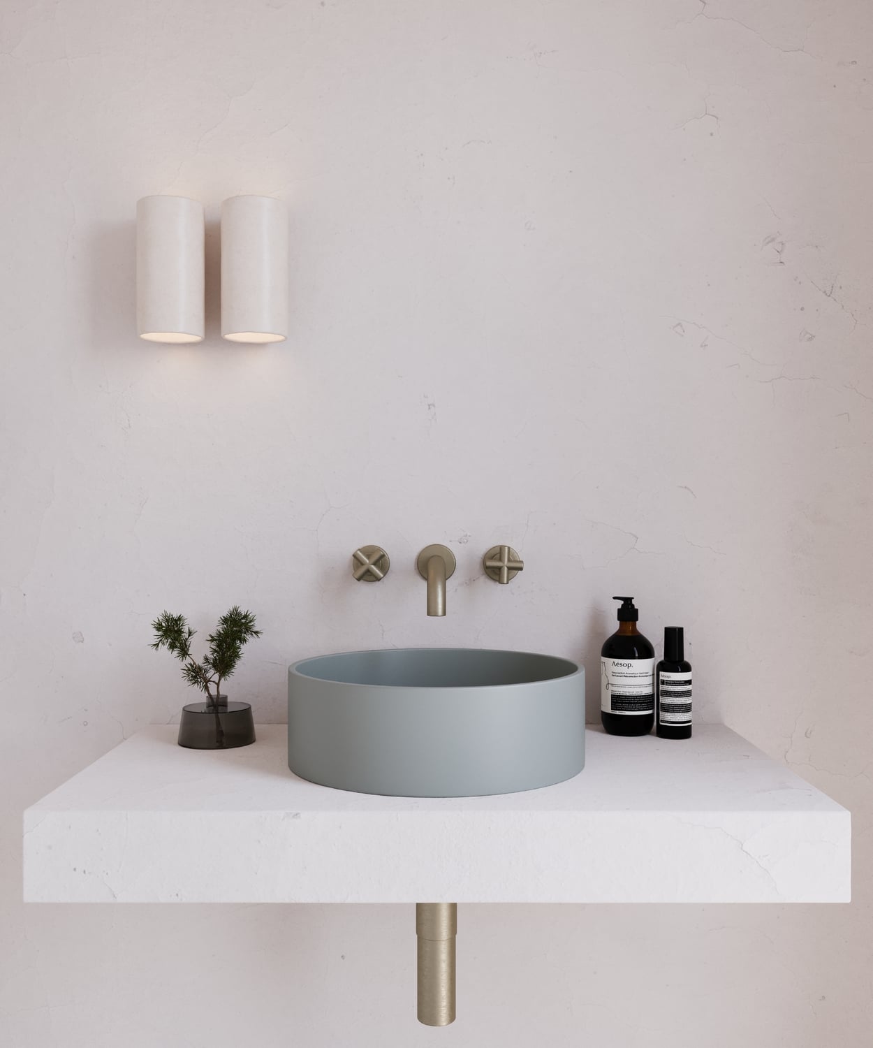 Concrete Smooth 390mm Round Above Counter Basin
