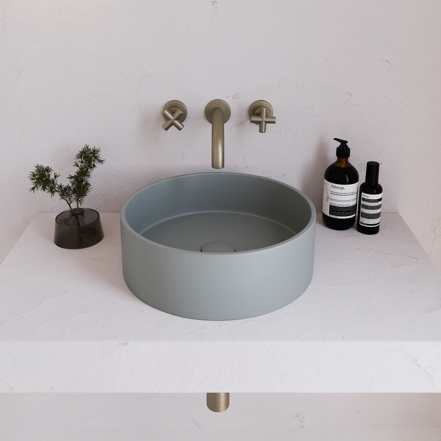 Concrete Smooth 390mm Round Above Counter Basin