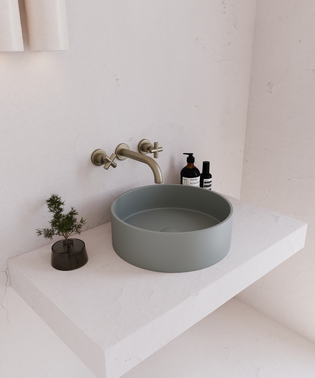 Concrete Smooth 390mm Round Above Counter Basin
