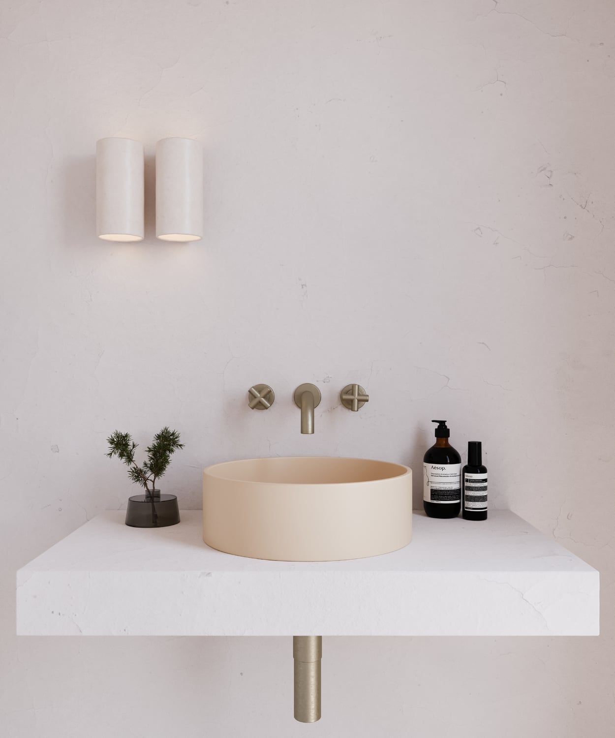 Concrete Smooth 390mm Round Above Counter Basin