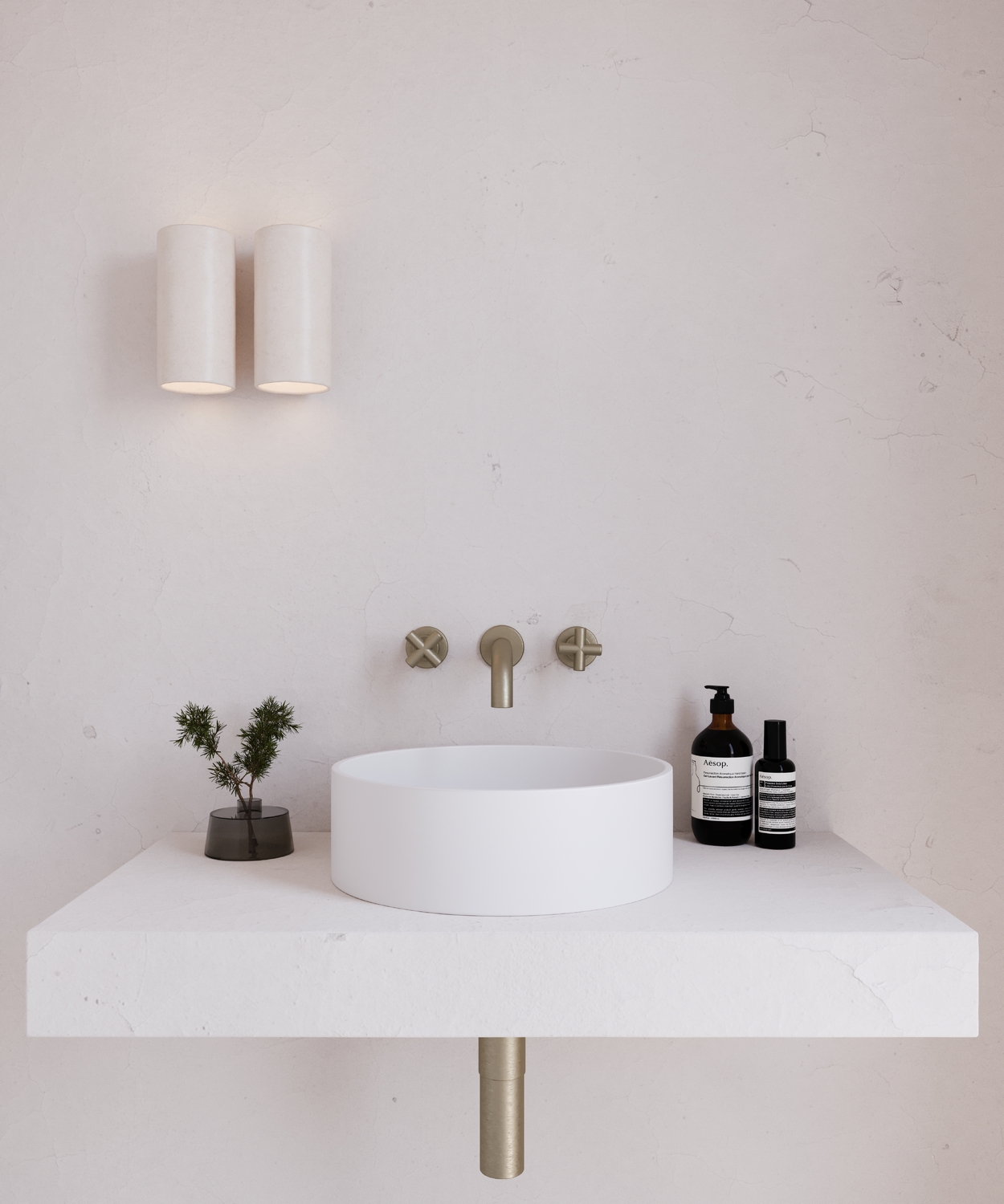 Concrete Smooth 390mm Round Above Counter Basin