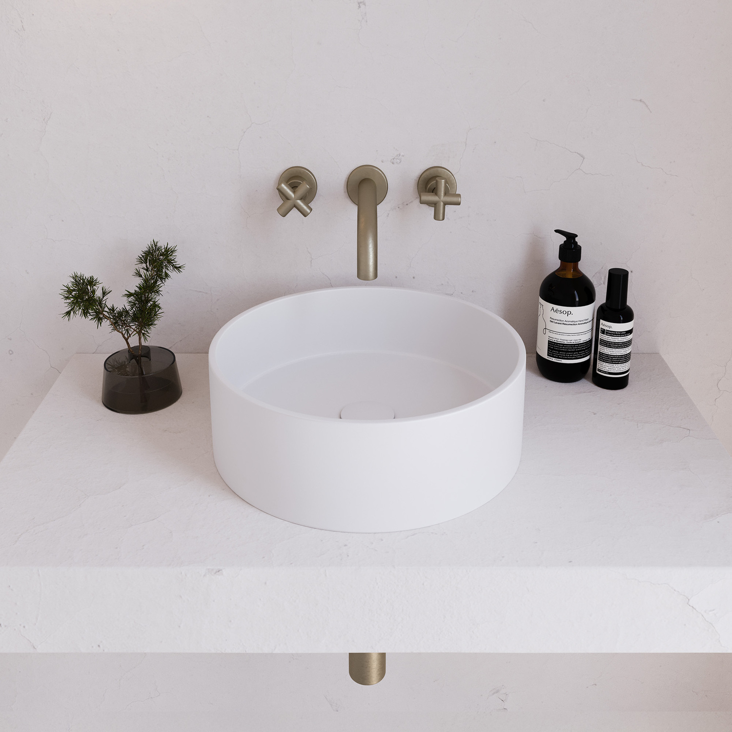 Concrete Smooth 390mm Round Above Counter Basin