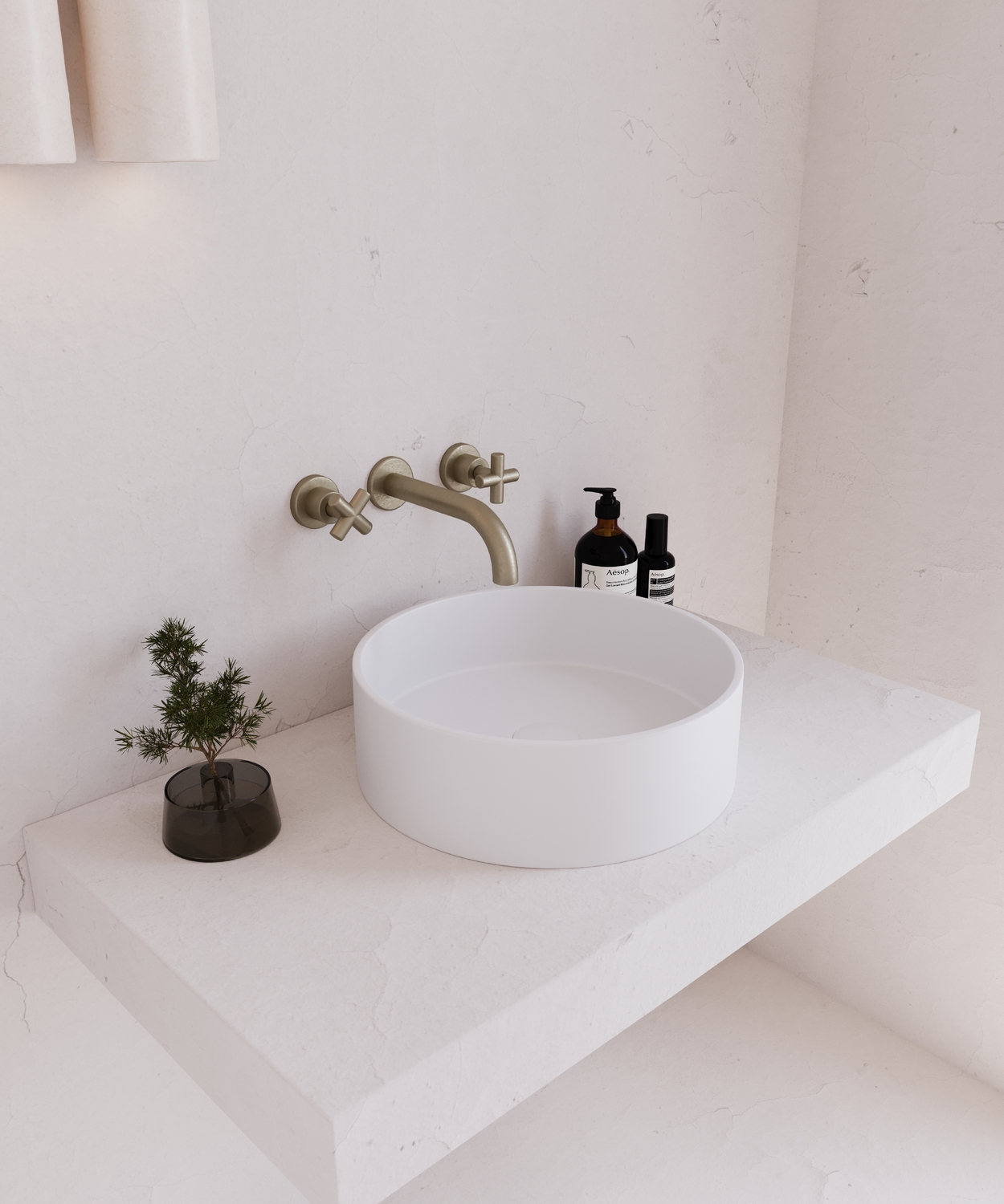Concrete Smooth 390mm Round Above Counter Basin