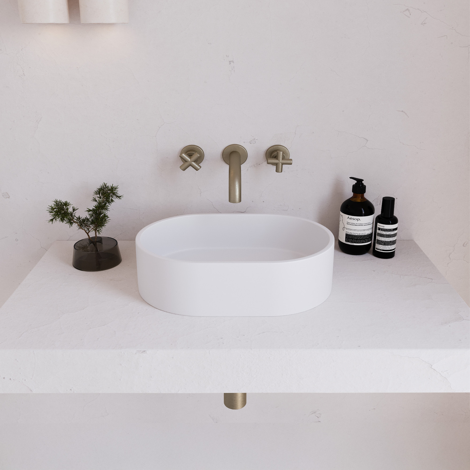 EQ 400mm Oval Concrete Above Counter Basin