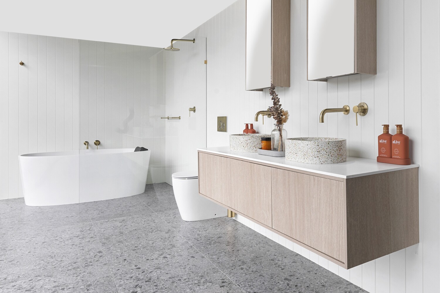 400mm Oval Terrazzo Above Counter Basin With 32mm Waste