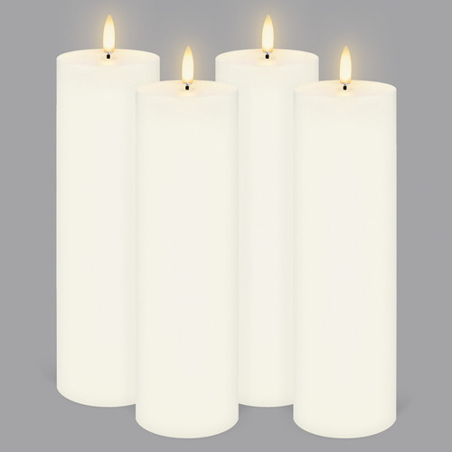 4 Piece Uyuni Remote Enabled Wax Pillar Candle Set