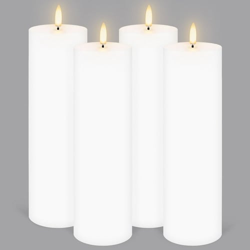 4 Piece Uyuni Remote Enabled Wax Pillar Candle Set